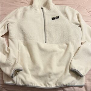 L.L. Bean Ivory Half-Zip Fleece Pullover